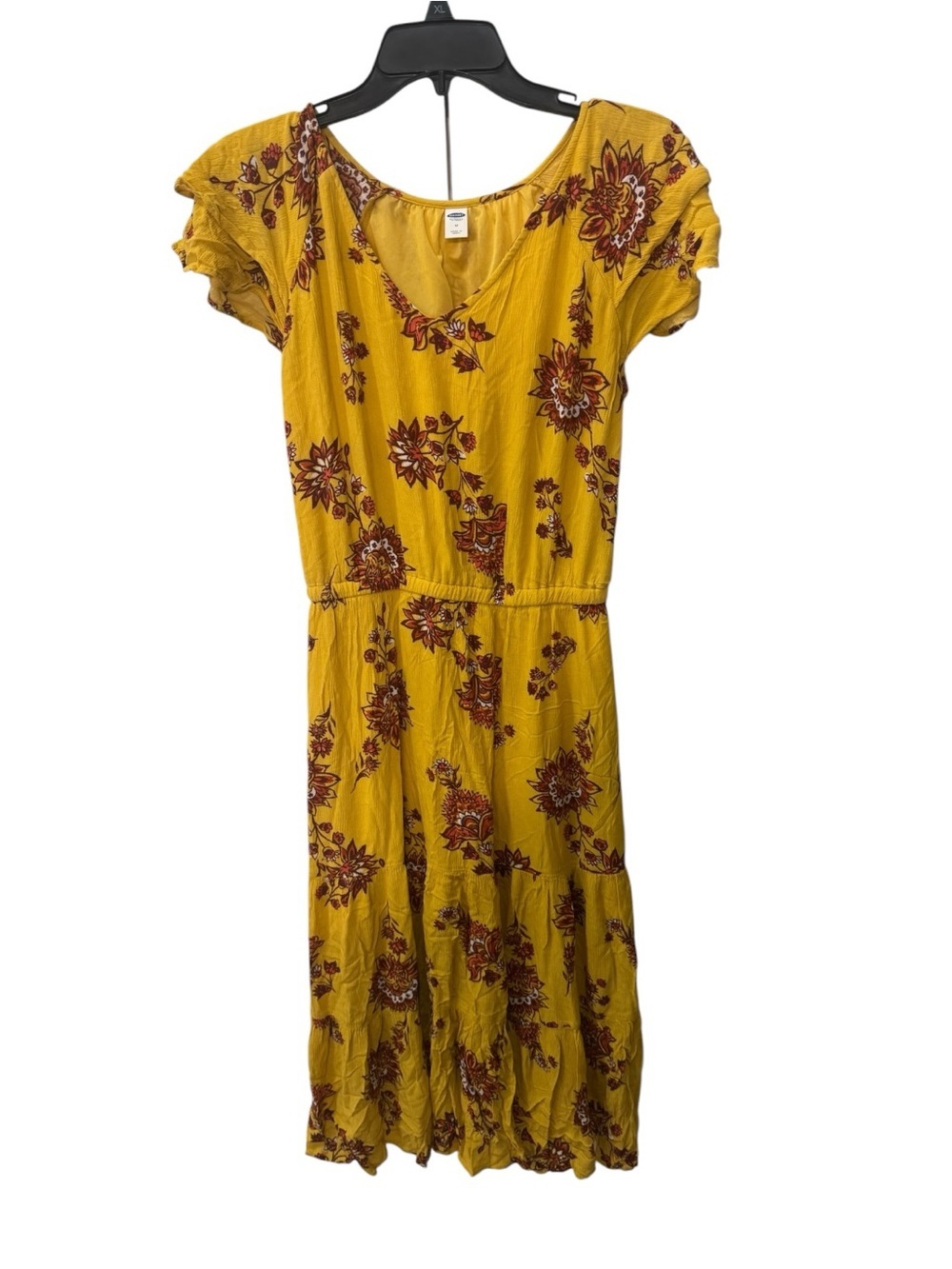 Old Navy floral tiered dress features a V-neck and short sleeves size M